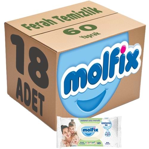 Molfix Islak Havlu Mendil İzotonik Ferah Temizlik 18 Li set 60 Yaprak Plastik Kapaklı