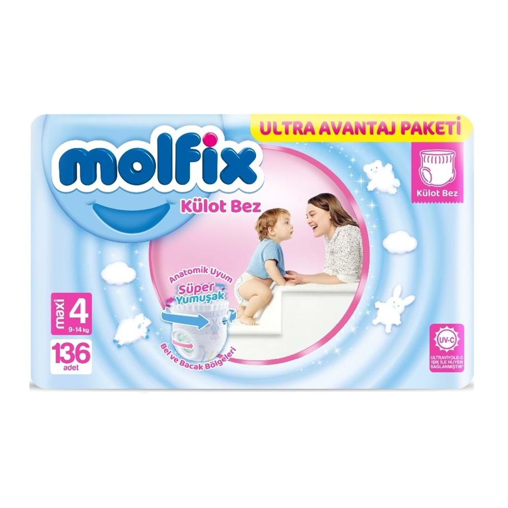 Molfix Külot Bebek Bezi Beden:4 (9-14Kg) Maxi 272 Adet Ekonomik Ultra Avantaj Pk