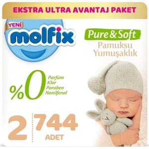 Molfix Pure&Soft Bebek Bezi Beden:2 (3-6Kg) Mini 744 Adet Ekstra Ultra Avantaj Pk