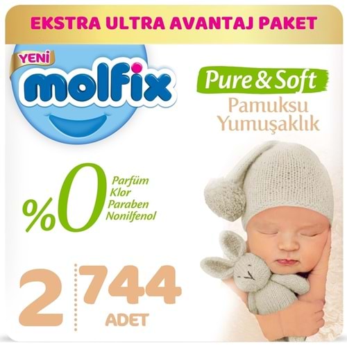 Molfix Pure&Soft Bebek Bezi Beden:2 (3-6Kg) Mini 744 Adet Ekstra Ultra Avantaj Pk