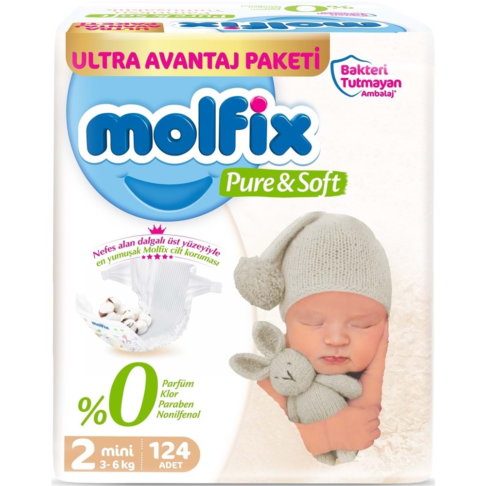Molfix Pure&Soft Bebek Bezi Beden:2 (3-6Kg) Mini 744 Adet Ekstra Ultra Avantaj Pk