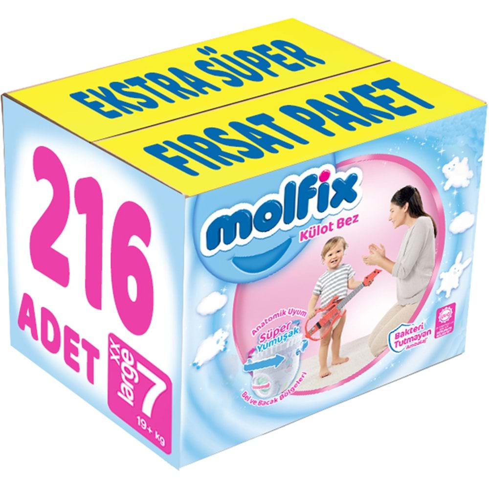 Molfix Külot Bebek Bezi 7 Beden 19+ KG XXLarge 216 Adet Ekstra Dev Avantaj Pk
