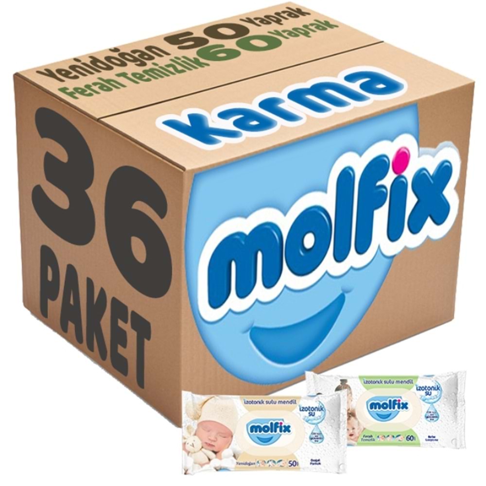 Molfix Islak Havlu Mendil İzotonik Karma 36 Lı Set (Yeni Doğan-Ferah Temizlik)