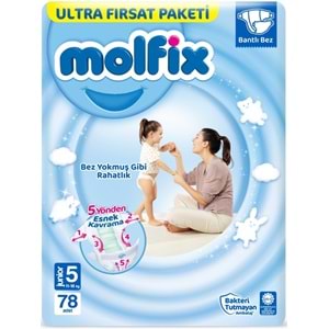Molfix Bebek Bezi Beden:5 (11-18Kg) Junior 78 Adet Ultra Fırsat Pk+3 Adet Islak Mendil