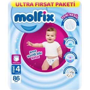Molfix Külot Bebek Bezi Beden:4 (9-14Kg) Maxi 516 Adet Ekstra Ultra Fırsat Pk
