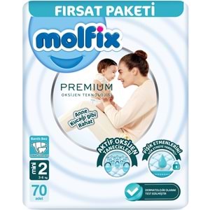 Molfix Premium Bebek Bezi Beden:2 (3-6KG) Mini 210 Adet Aylık Ultra Fırsat Pk + 6 Adet Islak Mendil