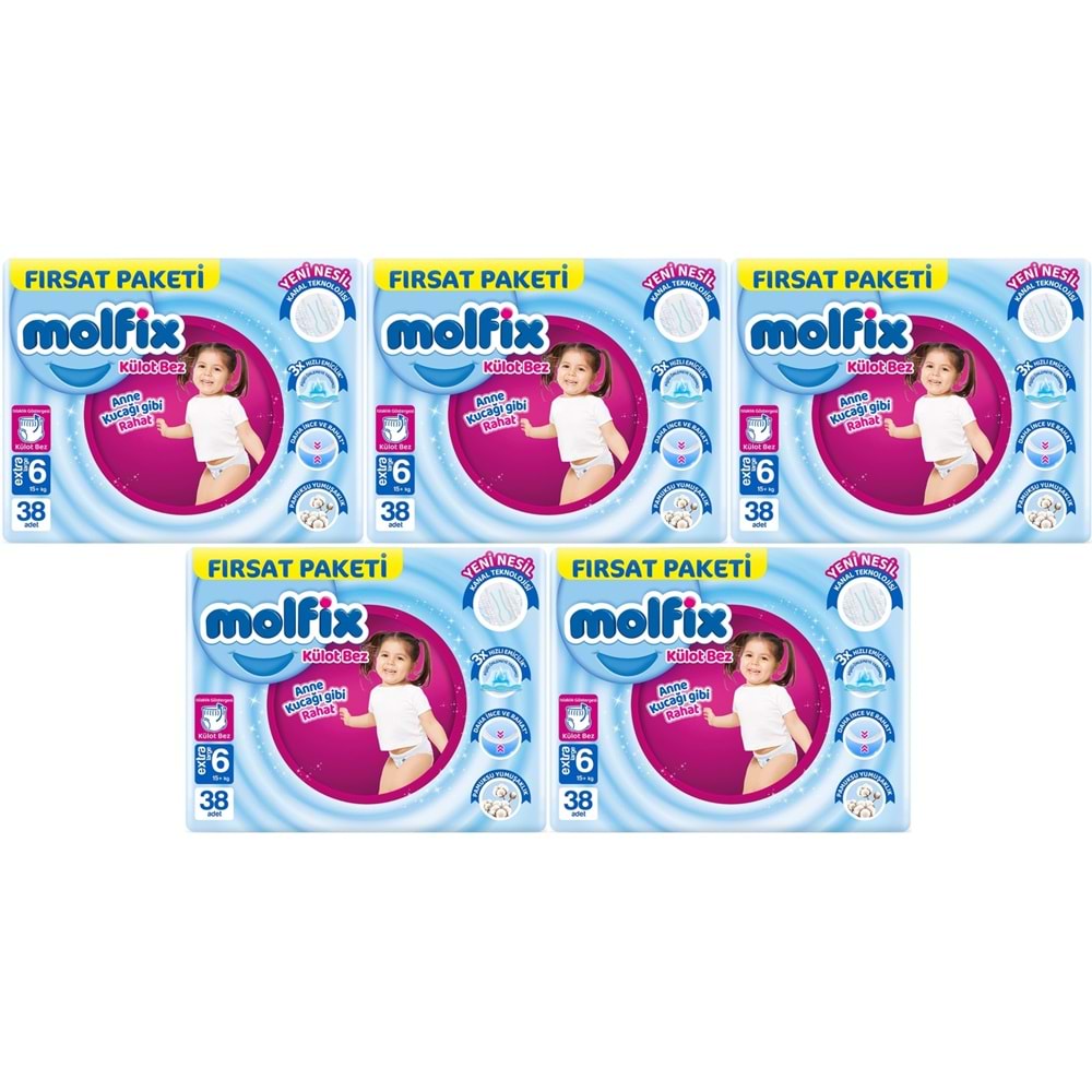 Molfix Külot Bebek Bezi Beden:6 (15+KG) Extra Large 190 Adet Mega Fırsat Pk