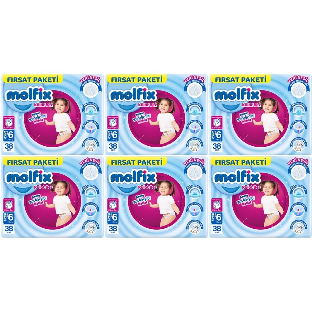 Molfix Külot Bebek Bezi Beden:6 (15+KG) Extra Large 228 Adet Ekstra Fırsat Pk