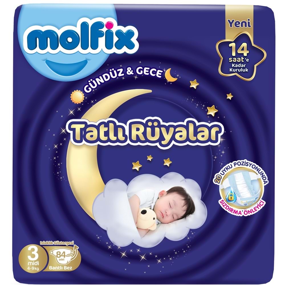 Molfix Tatlı Rüyalar Bebek Bezi 3 Beden 4-9 KG Midi 336 Adet Avantaj Fırsat Pk
