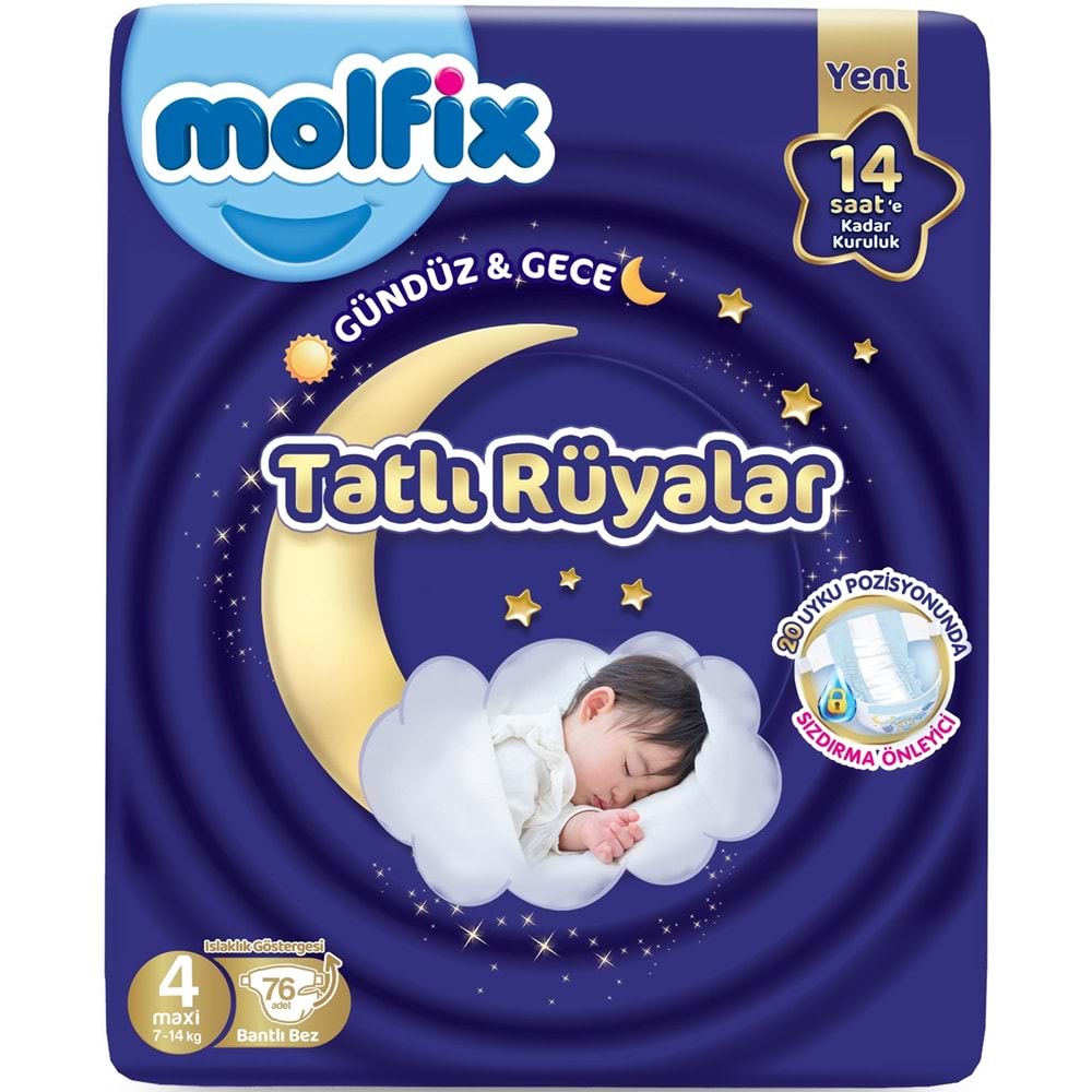 Molfix Tatlı Rüyalar Bebek Bezi 4 Beden 7-14 KG Maxi 152 Adet Ekonomik Fırsat Pk