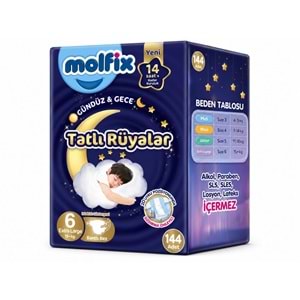 Molfix Tatlı Rüyalar Bebek Bezi 6 Beden15+ KG Extra Large 144 Adet Aylık Fırsat Pk