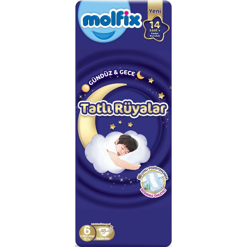 Molfix Tatlı Rüyalar Bebek Bezi 6 Beden15+ KG Extra Large 288 Adet Ekstra Fırsat Pk