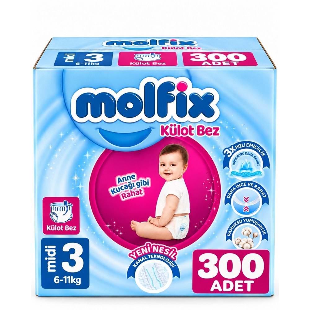 Molfix Külot Bebek Bezi 3 Beden 6-11 KG Midi 300 Adet Mega Fırsat Pk