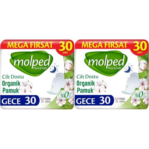 Molped Pure&Soft Hijyenik Ped Gece 60 (2PK*30) Adet Mega Pk