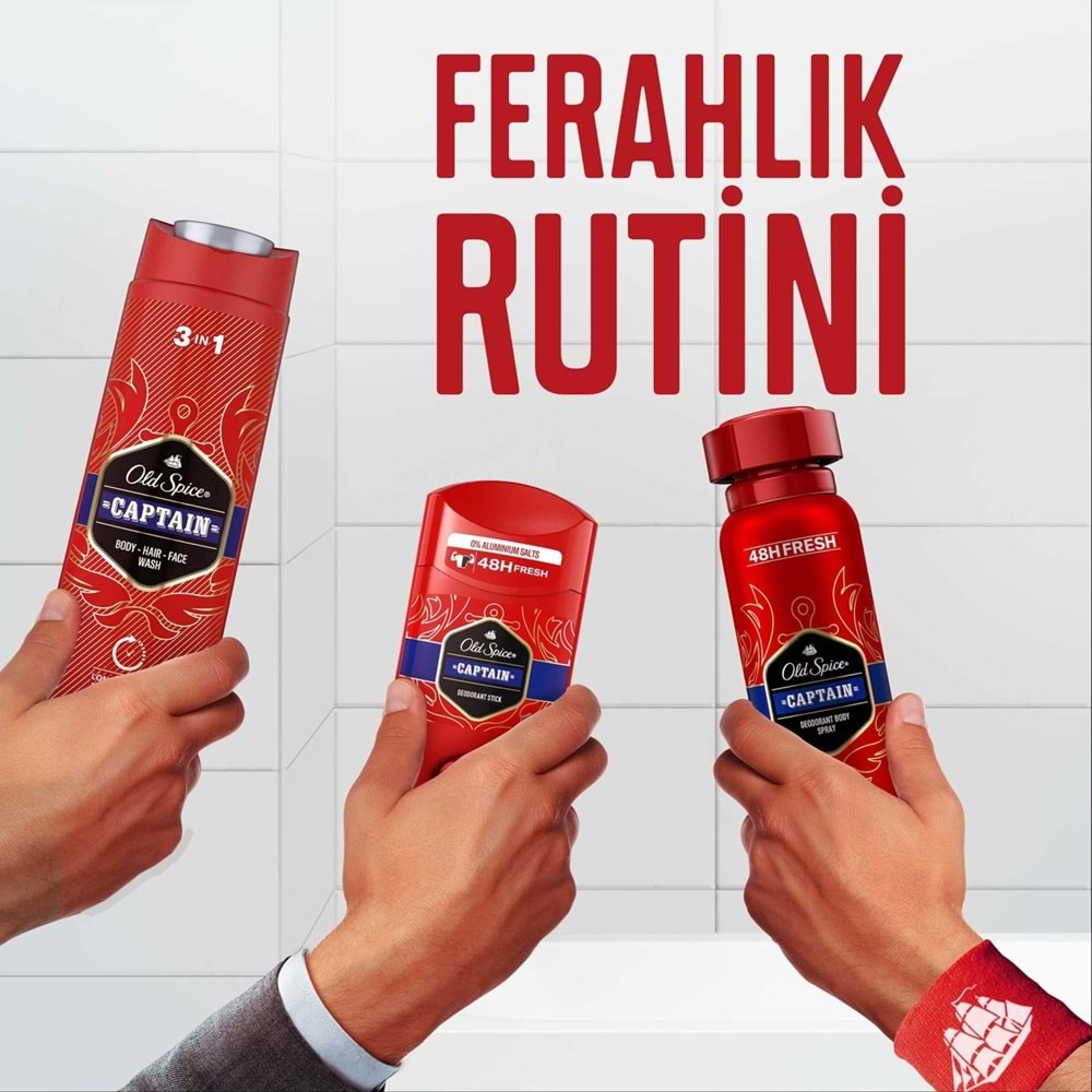 Old Spice WhiteWater & Captain Stick Roll-On Men/Erkek Deodorant 50ML (Karma 12 Li Set)
