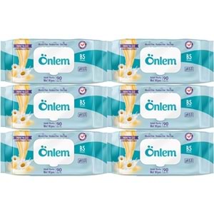 Önlem Islak Havlu Mendil 90 Yaprak Papatya Özü (6 Lı Set) Plastik Kapaklı 540 Yaprak
