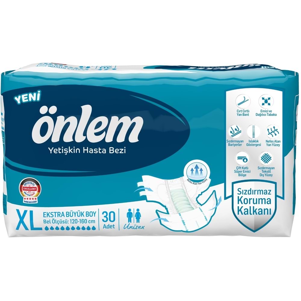 Önlem Yetişkin Bezi Bel Bantlı Tekstil Yüzey XL - Extra Large - Ekstra Büyük 90 Adet (3PK*30)