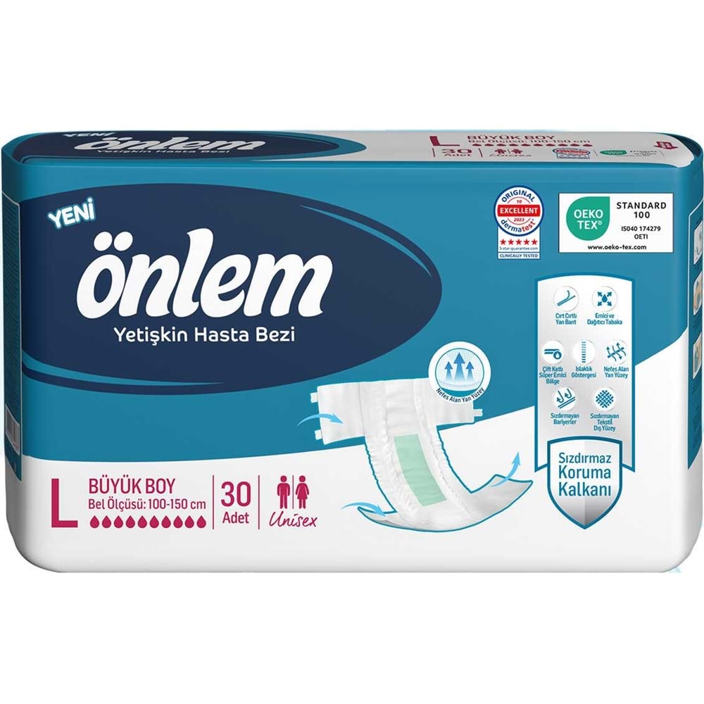 Önlem Hasta Bezi Bel Bantlı Tekstil Yüzey L - Large - Büyük 120 Adet (4PK*30)