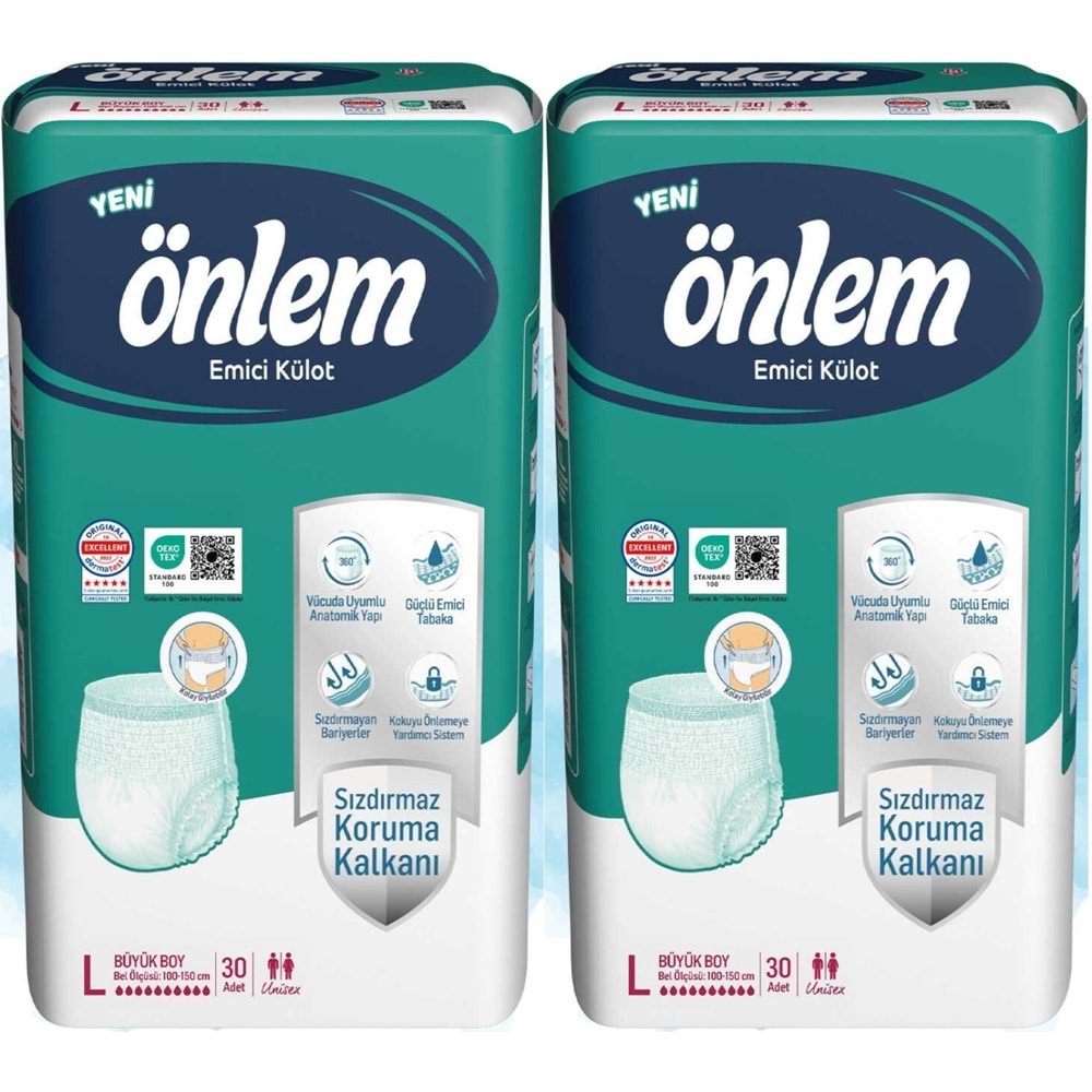 Önlem Emici Külot Yetişkin Hasta Bezi L - Large - Büyük 60 Adet (2PK*20)