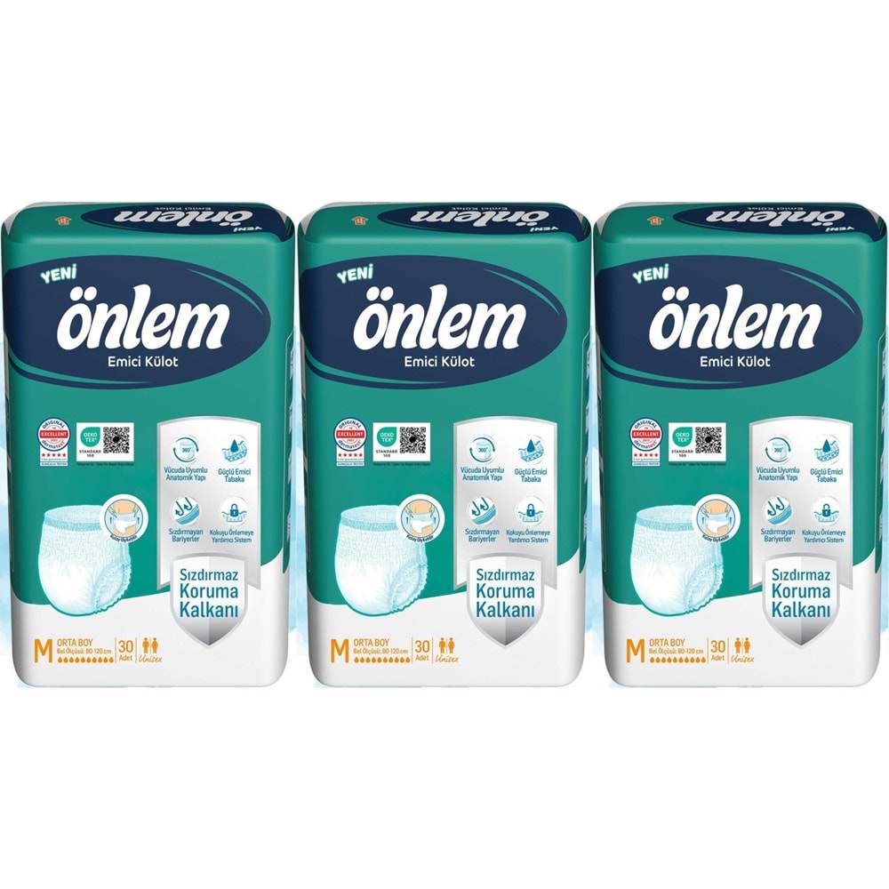 Önlem Emici Külot Yetişkin Hasta Bezi M - Medium - Orta 90 Adet (3PK*30)