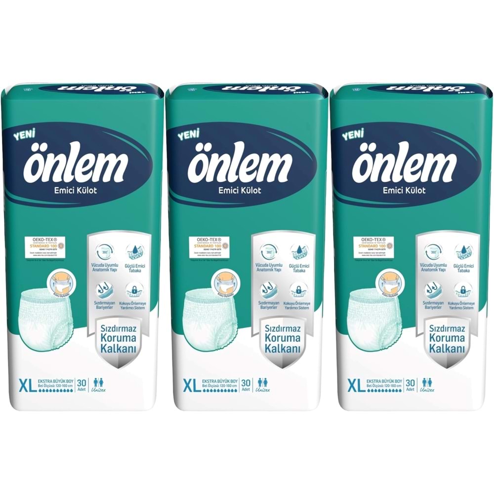 Önlem Emici Külot Yetişkin Bezi XL- Extra Large - Ekstra Büyük 90 Adet (3PK*30)