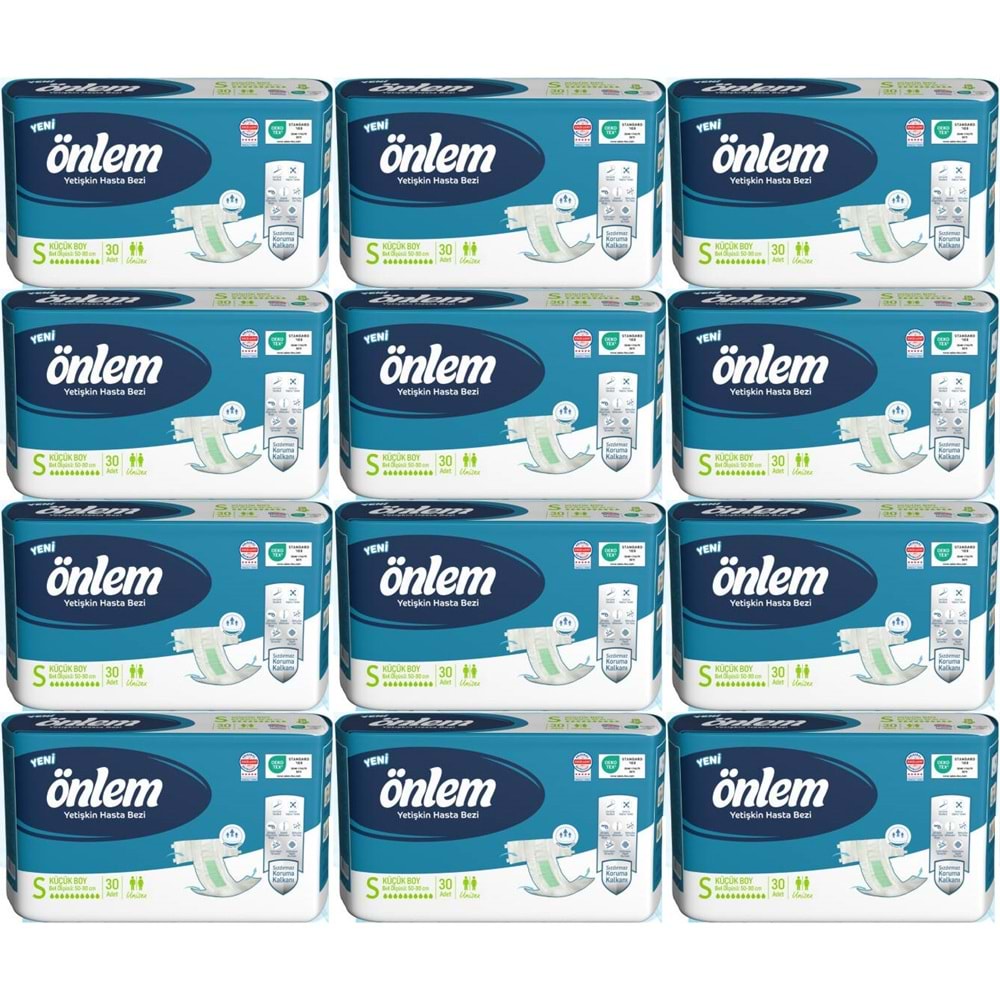 Önlem Yetişkin Bezi Bel Bantlı Tekstil Yüzey S - Small - Küçük 360 Adet (12PK*30)