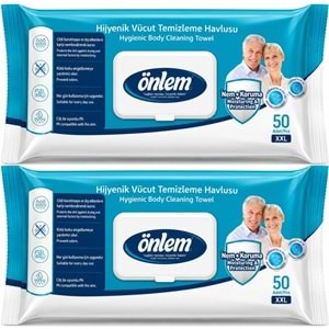 Önlem Hijyenik Vücut Temizleme Islak Mendil Havlu 100 Yaprak (2PK*50)