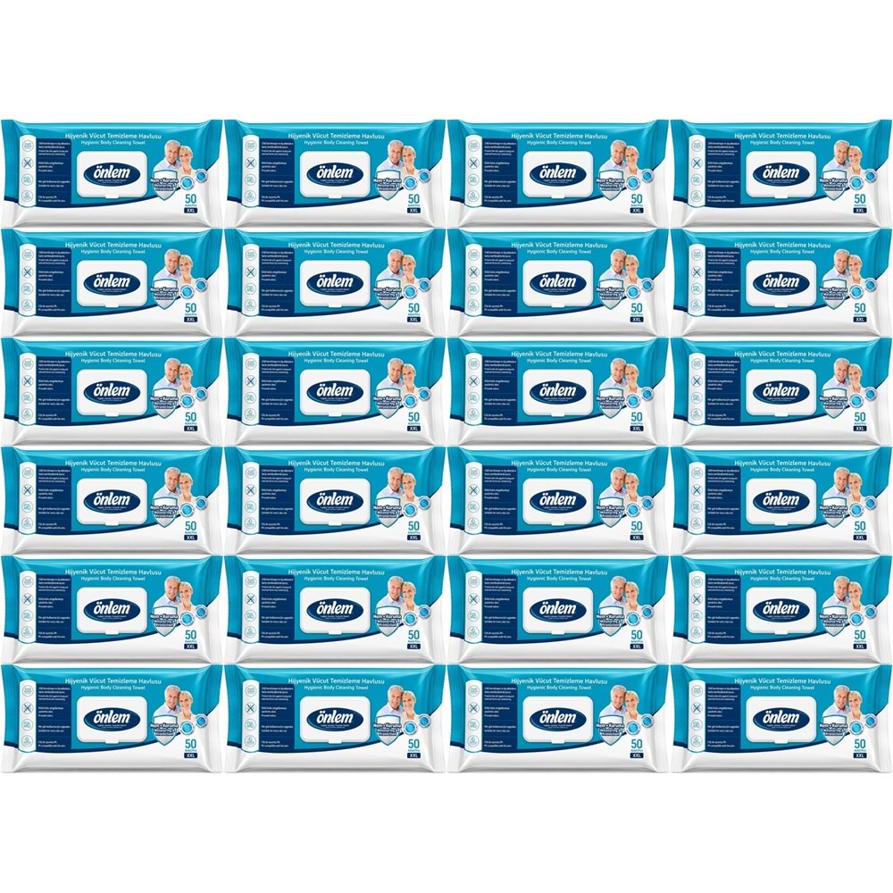 Önlem Hijyenik Vücut Temizleme Islak Mendil Havlu 1200 Yaprak (24PK*50)