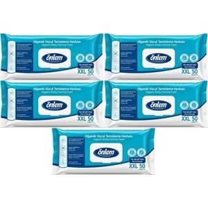 Önlem Hijyenik Vücut Temizleme Islak Mendil Havlu 250 Yaprak (Ebat XXL) (5PK*50)