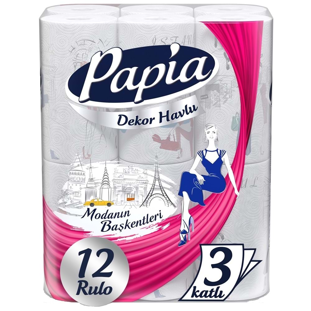 Papia kağıt Havlu Dekor (Modanon Başkentleri Desenli) 36 Lı Set (3PK*12)