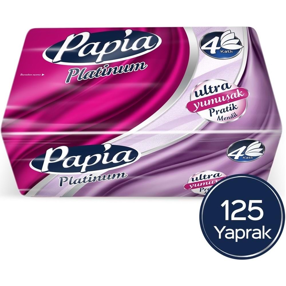 Papia Platinum Pratik Mendil 125 Yaprak (4 Katlı) 250 Yaprak (2PK*125)