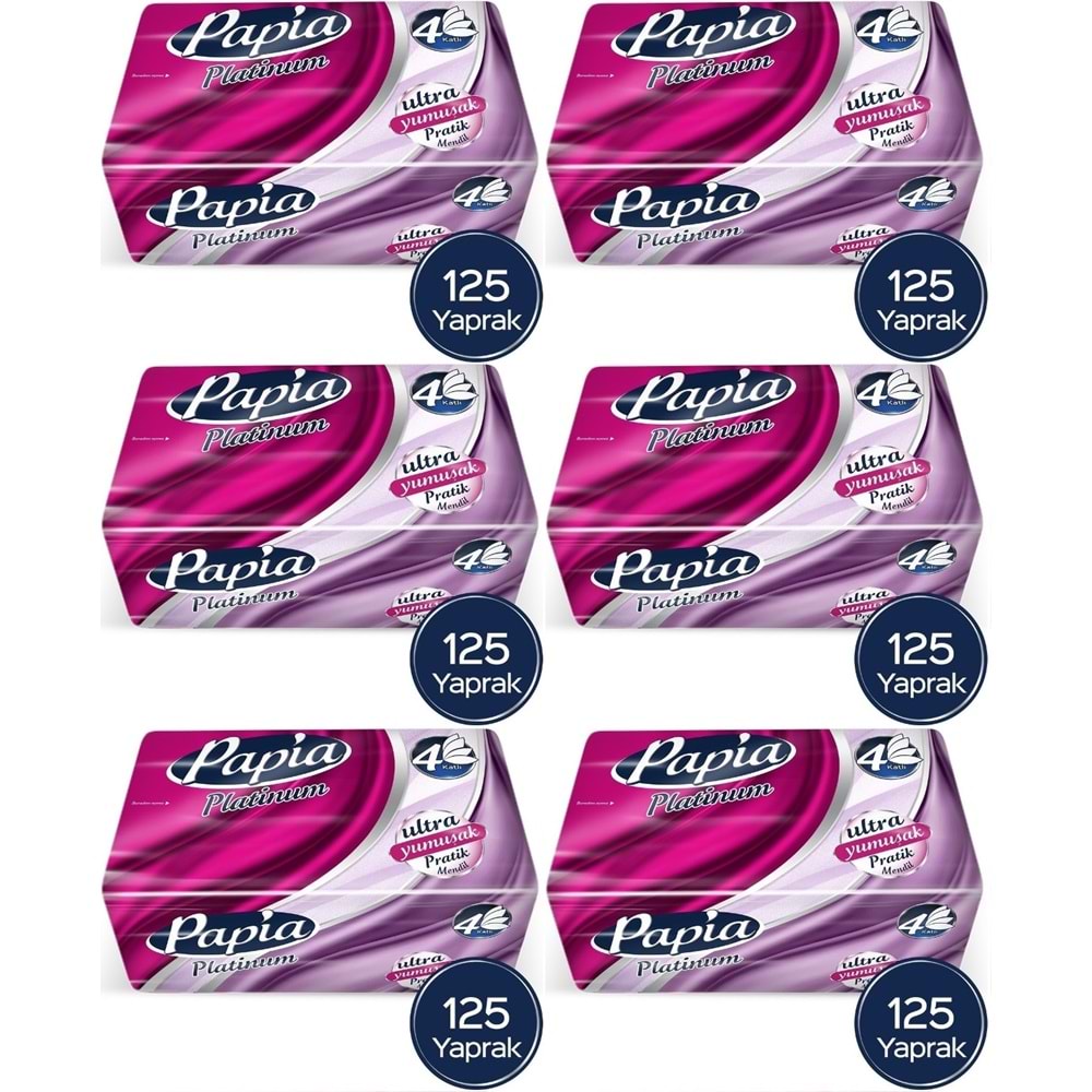Papia Platinum Pratik Mendil 125 Yaprak (4 Katlı) 750 Yaprak (6PK*125)