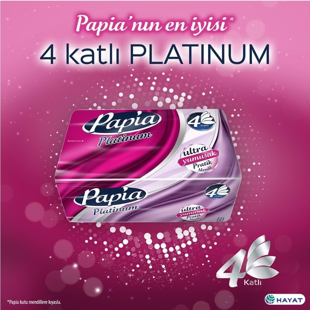 Papia Platinum Pratik Mendil 125 Yaprak (4 Katlı) 3000 Yaprak (24PK*125)