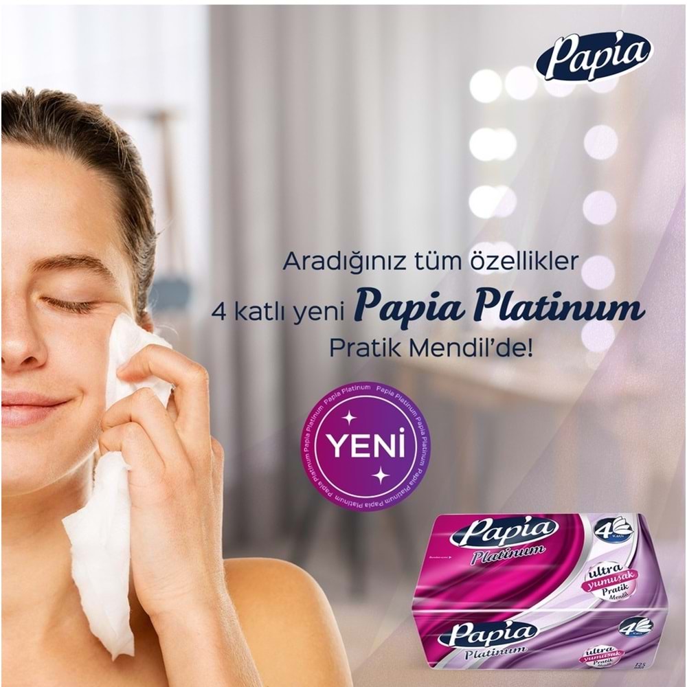 Papia Platinum Pratik Mendil 125 Yaprak (4 Katlı) 6000 Yaprak (48PK*125)