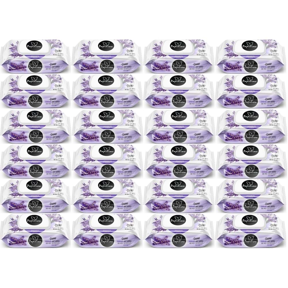 Papilion Islak Havlu Mendil 100 Yaprak Lavanta (24 Lü Set) 2400 Yaprak