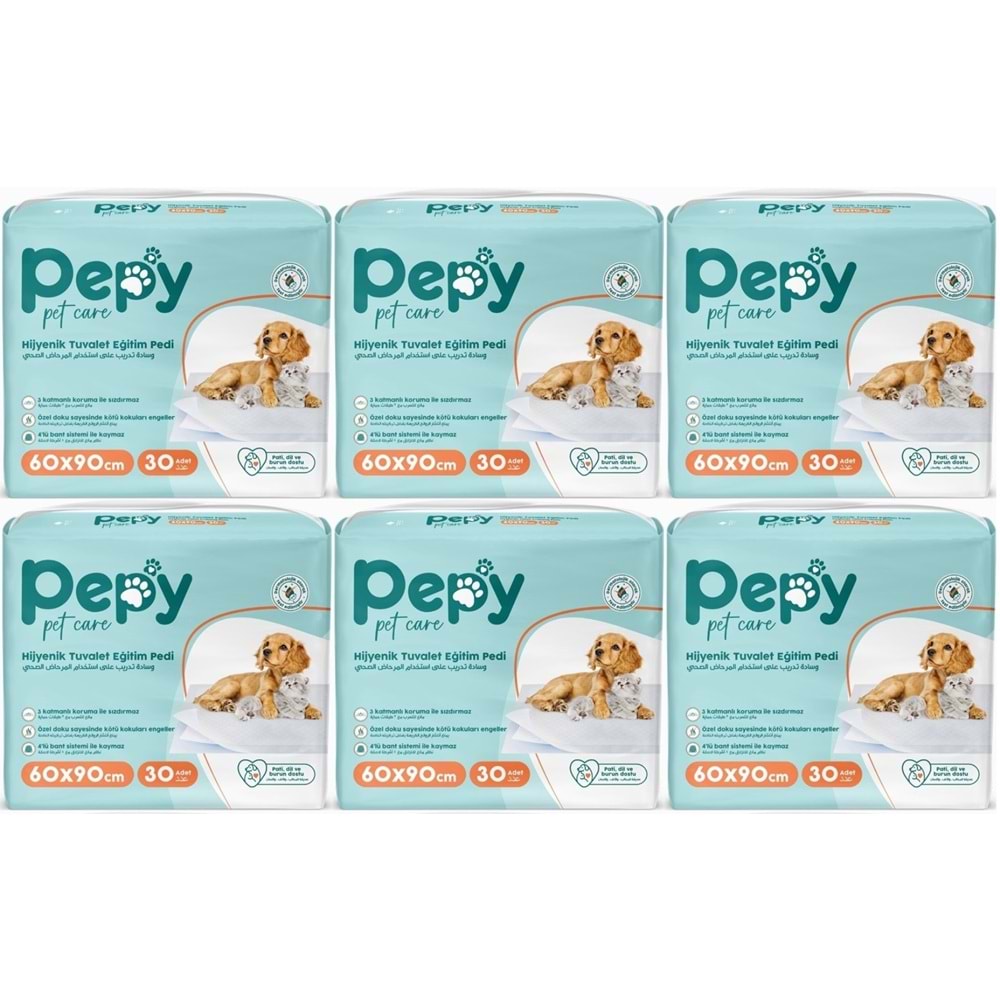 Pepy Evcil Hayvan Tuvalet Eğitim Pedi 60*90CM 180 Adet (6PK*30)