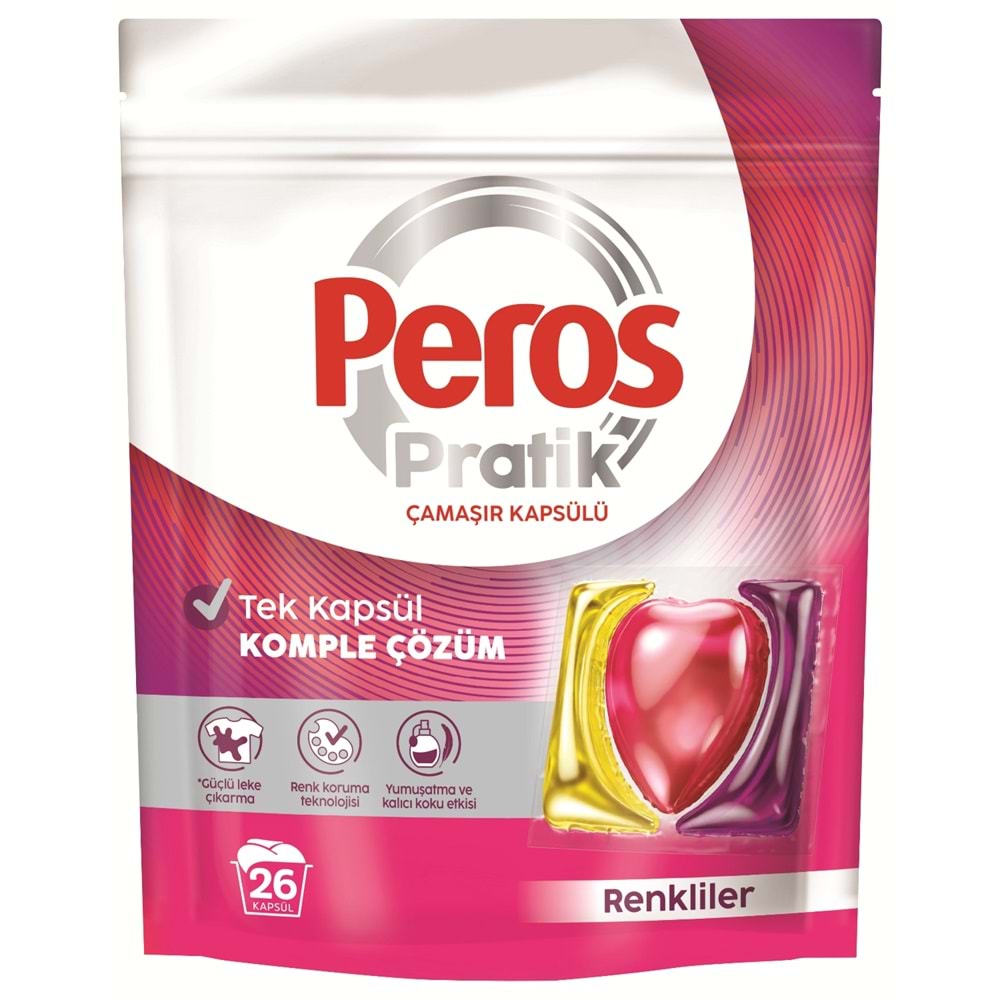 Peros Pratik Matik Çamaşır Deterjanı Kapsülü - Tableti 156 Adet Renkliler (6PK*26)