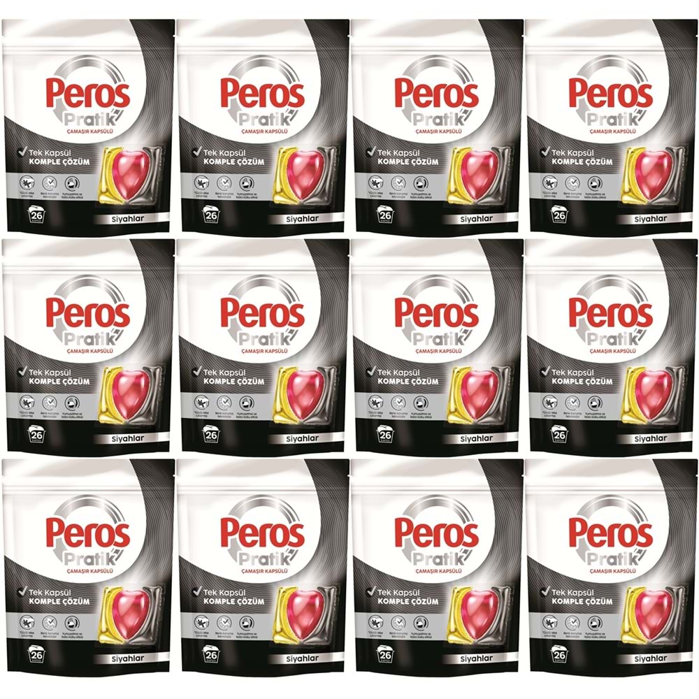 Peros Pratik Matik Çamaşır Deterjanı Kapsülü - Tableti 312 Adet Siyahlar (12PK*26)