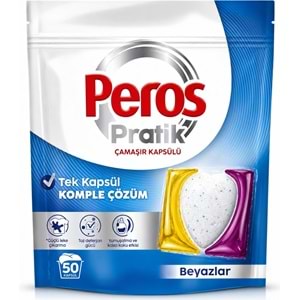 Peros Pratik Matik Çamaşır Deterjanı Kapsülü - Tableti 100 Adet Beyazlar (Avantaj Pk)