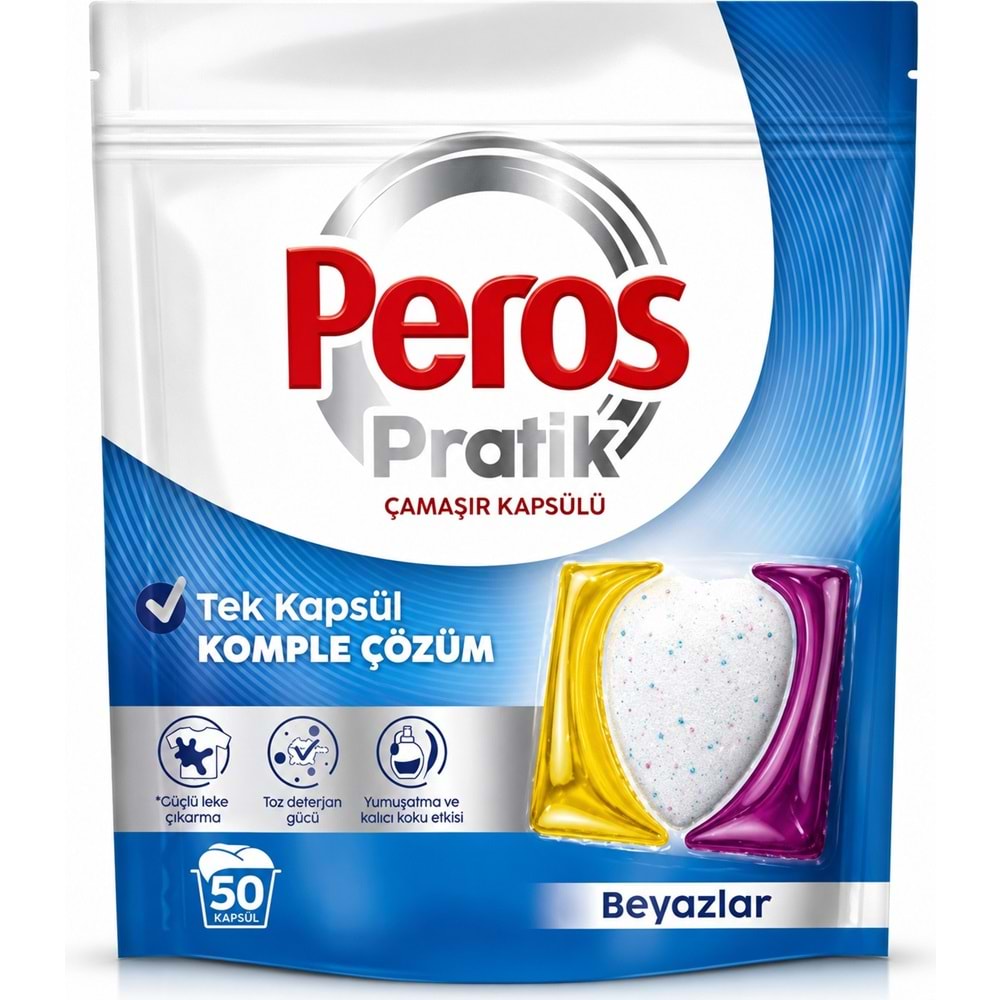 Peros Pratik Matik Çamaşır Deterjanı Kapsülü - Tableti 150 Adet Beyazlar (Avantaj Pk)