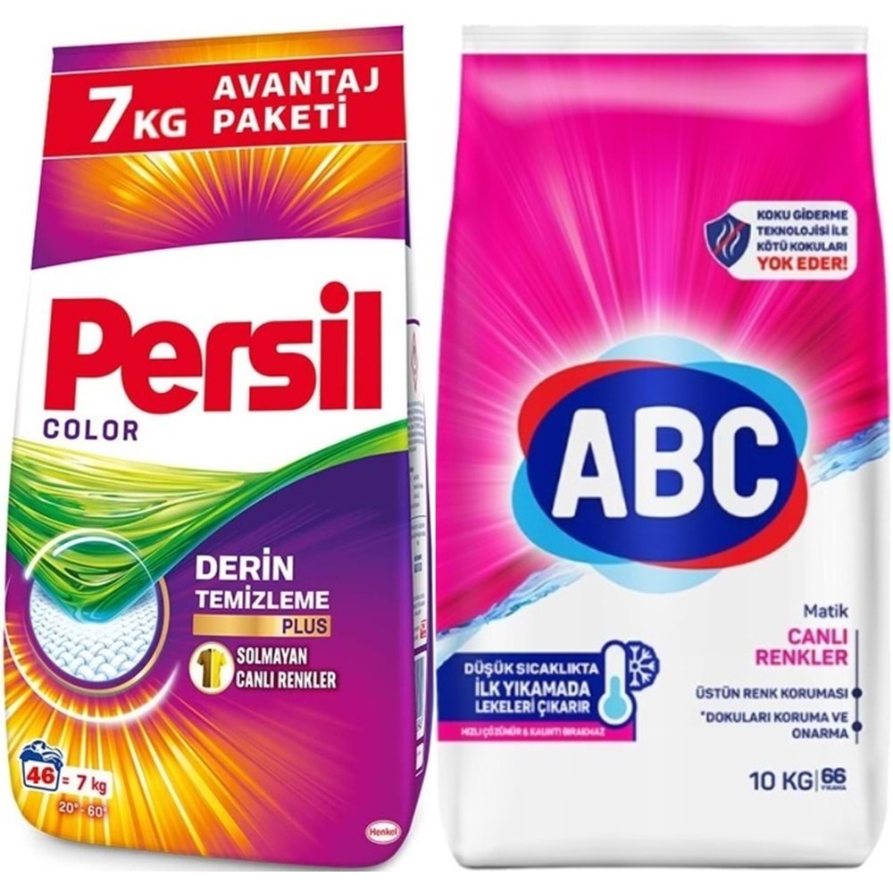 Persil Matik Toz Çamaşır Deterjanı 7KG Color/Renkli (46 Yıkama) + 10KG Canlı Renkler