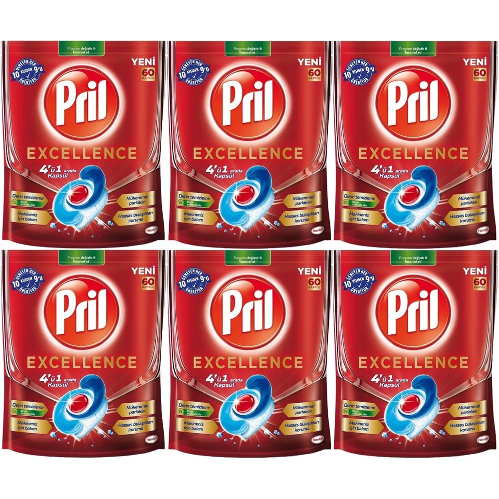 Pril Bulaşık Makinesi Deterjanı Kapsül Tablet Excellence 4 ü 1 Arada 360 Adet (6PK*60)