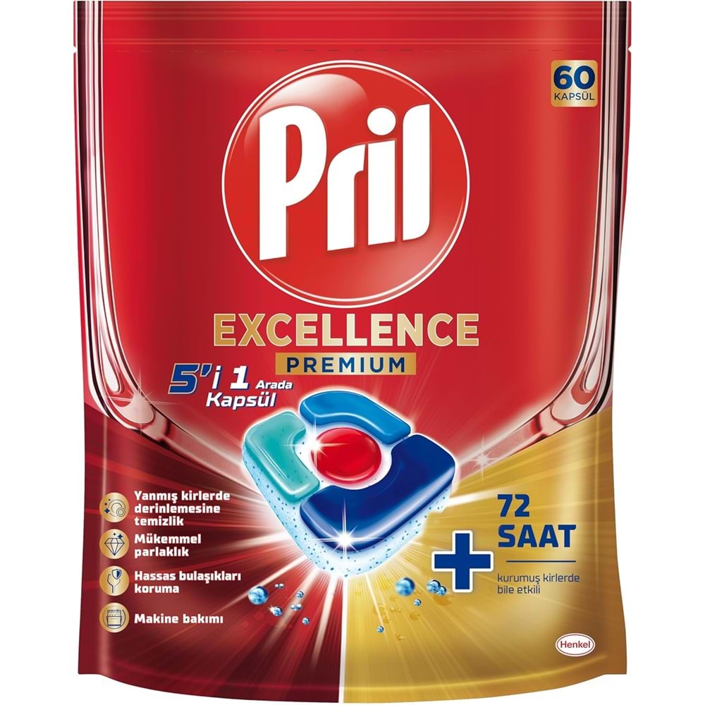 Pril Bulaşık Makinesi Deterjanı Kapsül Tablet Excellence Premium 5 i 1 Arada 120 Adet (2PK*60)