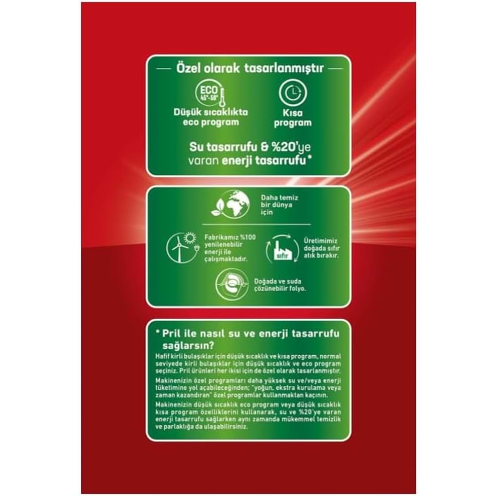 Pril Bulaşık Makinesi Deterjanı Kapsül Tablet Excellence Premium 5 i 1 Arada 120 Adet (2PK*60)