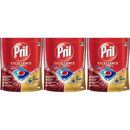 Pril Bulaşık Makinesi Deterjanı Kapsül Tablet Excellence Premium 5 i 1 Arada 180 Adet (3PK*60)