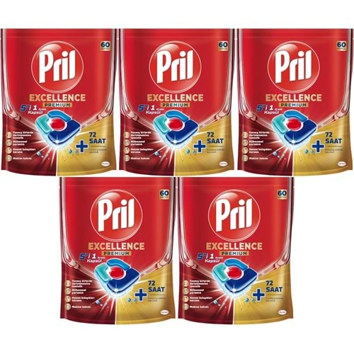 Pril Bulaşık Makinesi Deterjanı Kapsül Tablet Excellence Premium 5 i 1 Arada 300 Adet (5PK*60)