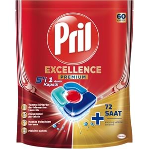 Pril Bulaşık Makinesi Deterjanı Kapsül Tablet Excellence Premium 5 i 1 Arada 540 Adet (9PK*60)