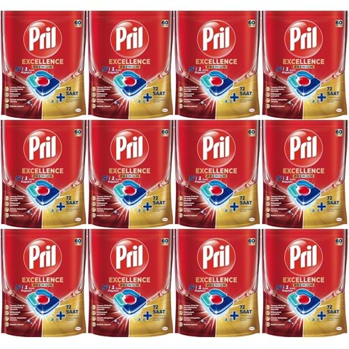 Pril Bulaşık Makinesi Deterjanı Kapsül Tablet Excellence Premium 5 i 1 Arada 720 Adet (12PK*60)