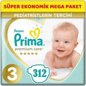 Prima Premium Care Bebek Bezi 3 Beden 6-10 KG Midi 312 Adet Süper Ekonomik Mega Pk