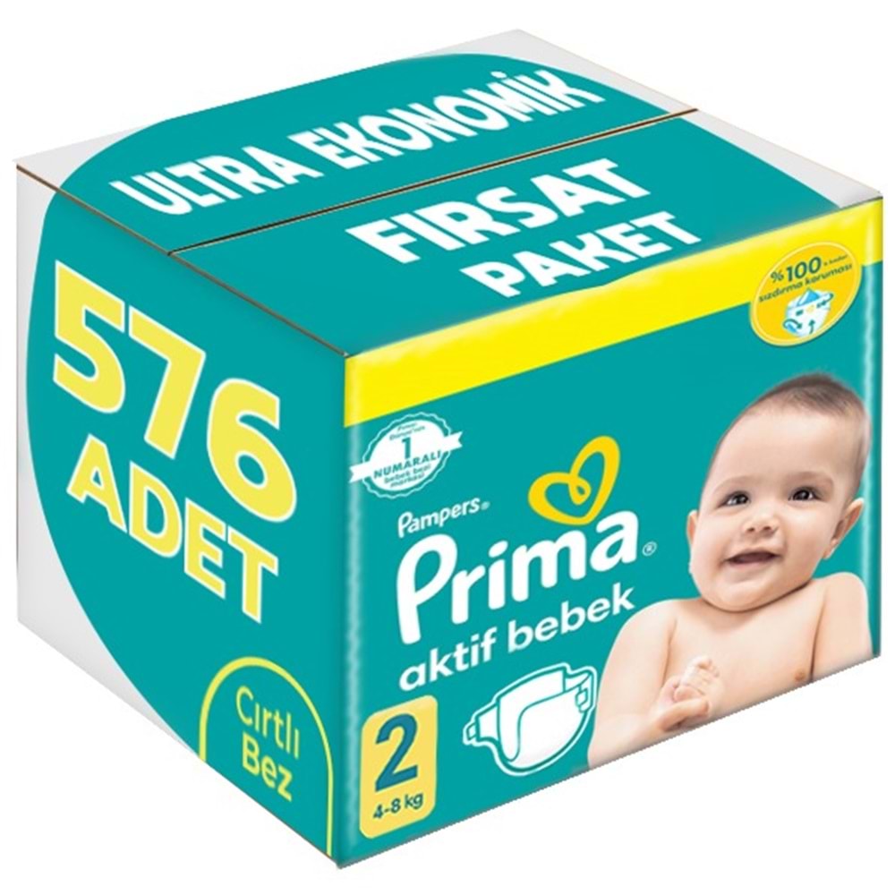 Prima Bebek Bezi Beden:2 (4-8Kg) Mini 576 Adet Ultra Ekonomik Fırsat Pk